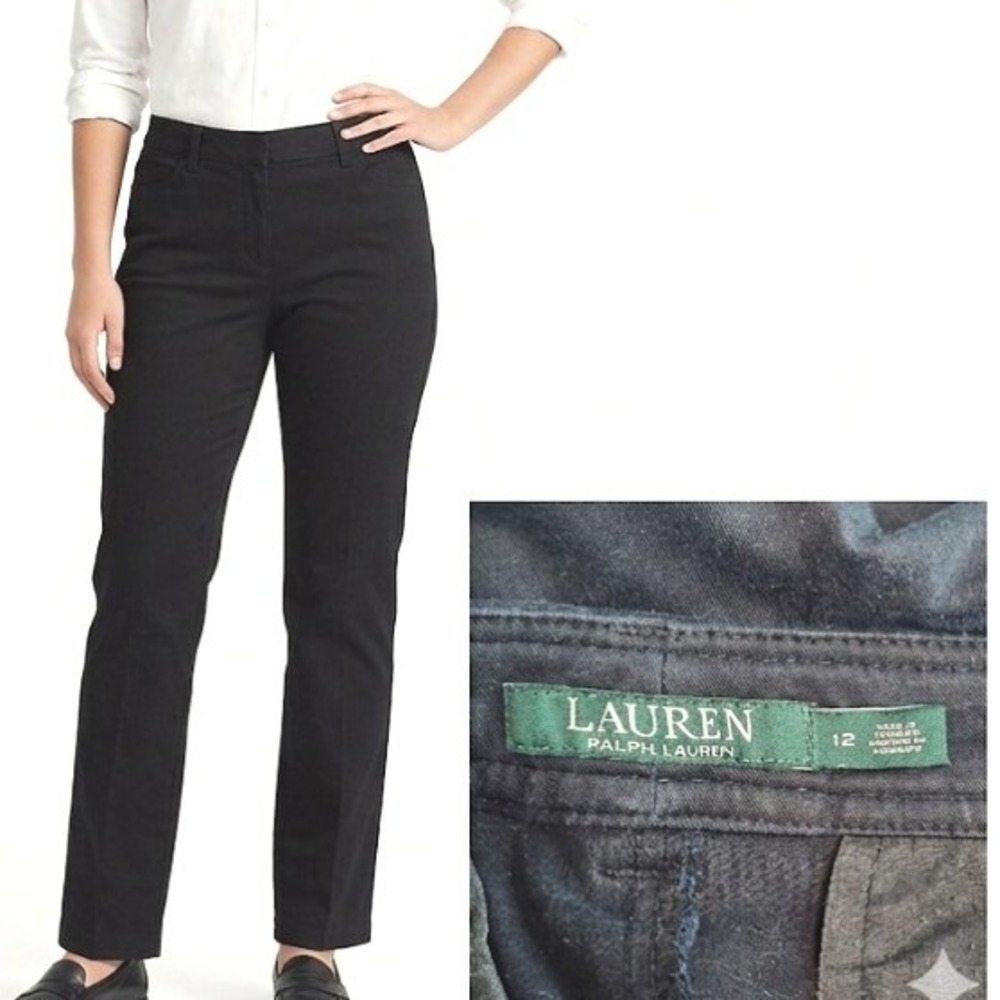 Lauren Ralph Lauren Trousers Womens 12 Black Straight‎ Leg Business Casual Pants